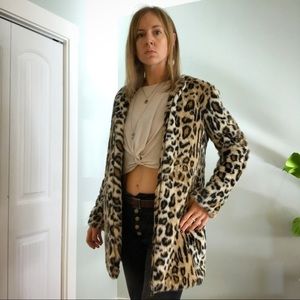 Cupcakes and Cashmere Elvina Faux Fur Zip Front Leopard Coat